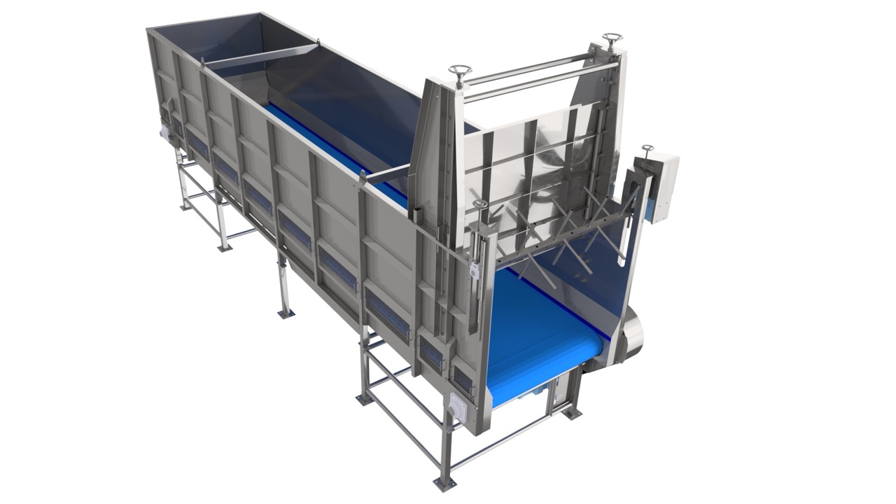 Entrée de ligne trémie à chaines avec sole renforcée métallique